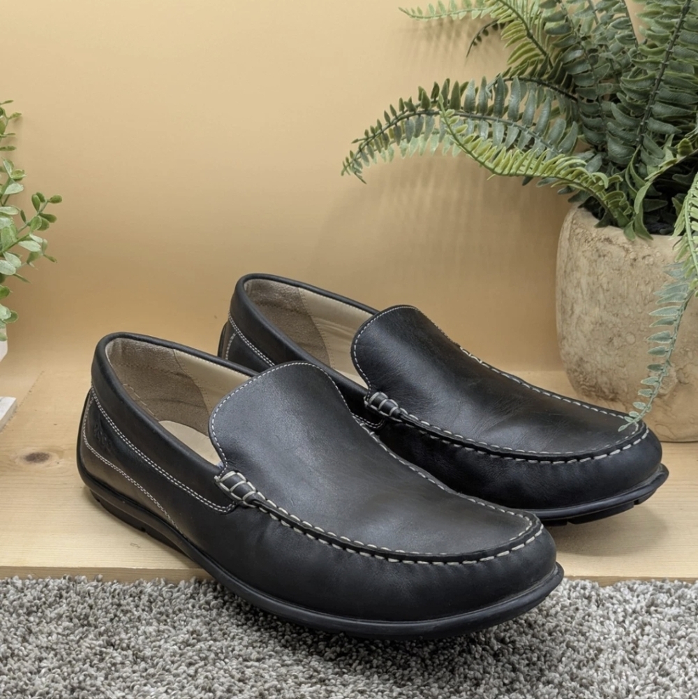 ECCO Classic Black Leather Driving Shoes Mens Size 47 US 13/13.5